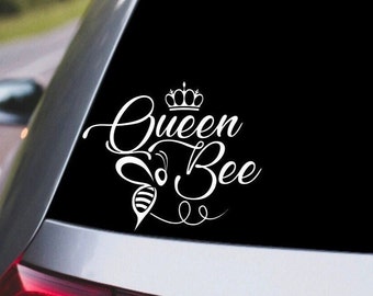 Queen Bee Vinyl Die Cut Decal|Best Friend Gift|Birthday|Girlfriend|Mom|Laptop|Car Window|Rear|Hydro Flask|Water Bottle|