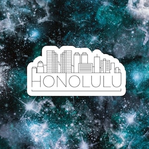 Honolulu City Skyline Vinyl Die Cut Sticker|Travel Sticker|Friend Gift|Oahu|Hawaii Island|Scrapbook|Planner|Journal|