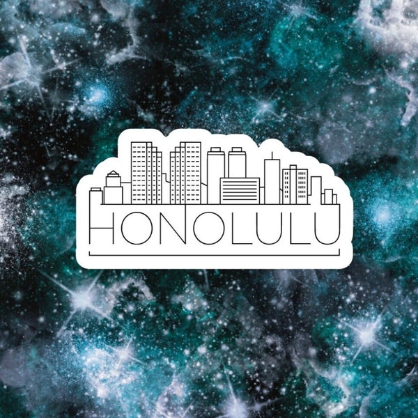 Honolulu City Skyline Vinyl Die Cut Sticker|Travel Sticker|Friend Gift|Oahu|Hawaii Island|Scrapbook|Planner|Journal|