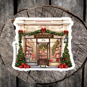 Christmas Bookshop Vinyl Sticker|Kindle Sticker|Bookish Christmas Sticker|Holiday Bookshop Sticker|Book Lover Gift|Laptop Sticker|Winter