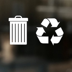 Recycle and Trash Can Symbol Vinyl Decal|Weatherproof|Homeowner Gift|Hostess|Housewarming|Birthday|Friend|Trash Bin