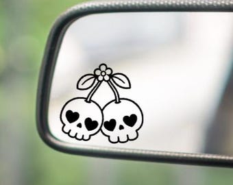 Skull Cherries Rearview Mirror Vinyl Decal