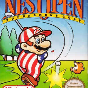 Vintage NES Game Box Art Poster, NES Open Tournament Golf
