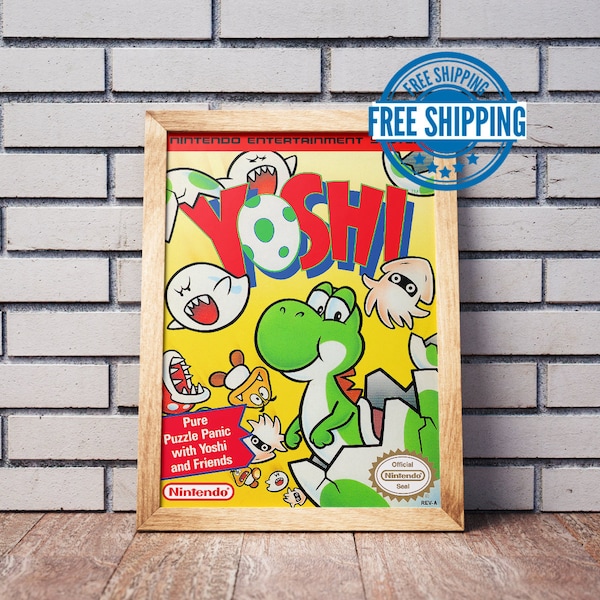 Vintage NES Game Box Art Poster, Yoshi