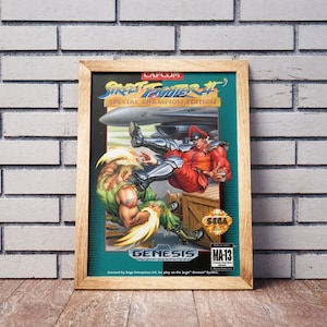 Vintage Genesis Game Box Art Poster, Street Fighter 2