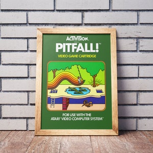 Vintage Atari 2600 Game Box Art Poster, Pitfall!