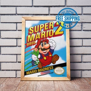 Vintage NES Game Box Art Poster, Super Mario Bros 2