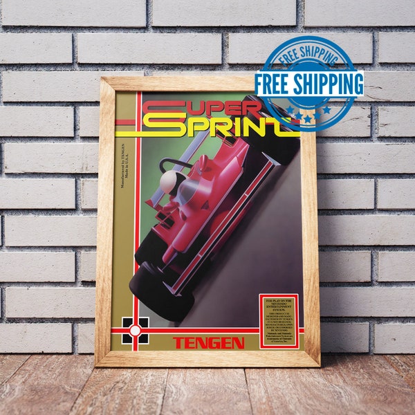 Vintage NES Game Box Art Poster, Super Sprint