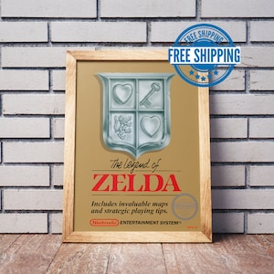 Vintage NES Game Box Art Poster, The Adventure of Zelda