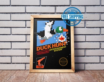 Vintage NES Game Box Art Poster, Duck Hunt