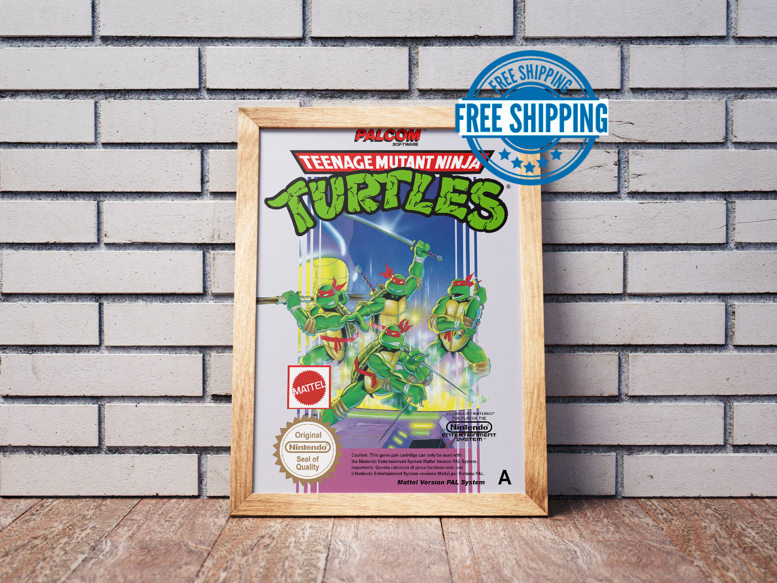 Vintage NES Game Box Art Poster, Teenage Mutant Ninja Turtles TMNT