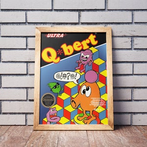 Vintage NES Game Box Art Poster, Q*bert