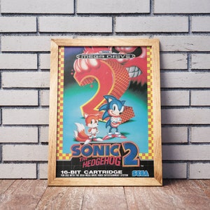 Vintage Genesis Game Box Art Poster, Sonic The Hedgehog 2