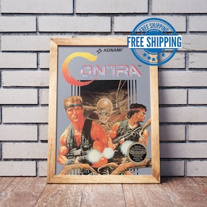 Vintage NES Game Box Art Poster, Contra
