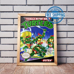Vintage NES Game Box Art Poster, TMNT Teenage Mutant Ninja Turtles