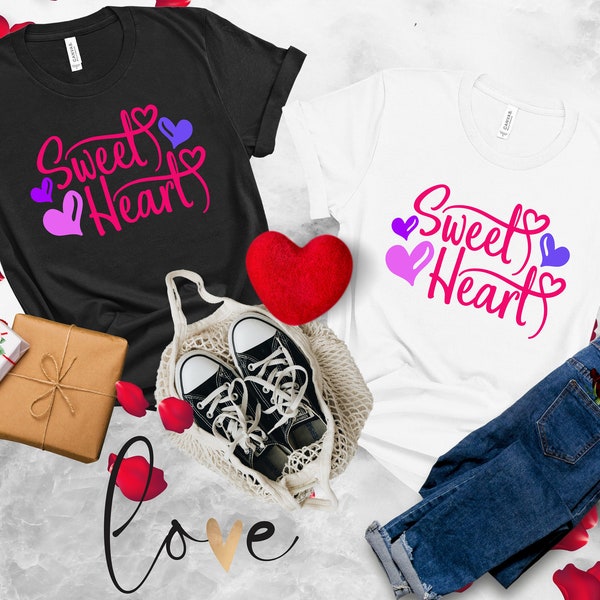 T-shirt Super Hot Women’s Sweetheart, chemise colorée de la Saint-Valentin, t-shirt Girls Vibrant Hearts Love and Romance, cadeau de Saint-Valentin pour elle
