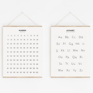 Minimalist Numbers and Alphabet Set of 2 Prints | Educational Poster, Playroom Wall Art, Nursery Decor, Kids Room Decor | DIGITAL DOWNLOAD
