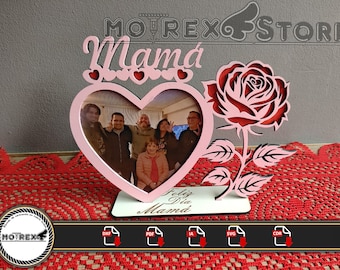 Pink photo frame with heart cnc laser cut Dxf, Ai, Cdr, Pdf, Svg. Etc files