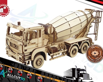Sitrak mixer truck layered CNC laser cut files, AI, DXF, SVG, CDR, PDF