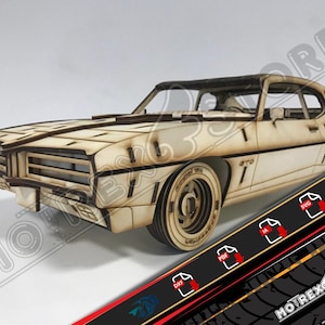 Può includere: Un kit di modellismo in legno di una classica muscle car, la Pontiac GTO. Il modello è non verniciato e non assemblato, con parti dettagliate e un design realistico. Il kit include le istruzioni ed è disponibile in vari formati di file digitali, tra cui PDF, DXF, SVG e CDR.