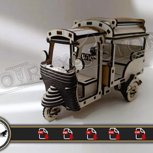 Motorfiets Tuk Tuk 3mm Cnc lasergesneden Dxf, Ai, Cdr, Pdf, Svg. Enz