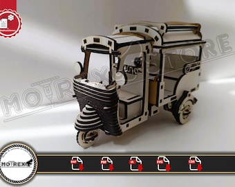 Motorcycle Tuk Tuk 3mm Cnc laser cut Dxf, Ai, Cdr, Pdf, Svg. Etc