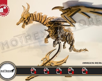 Mechanical Dragon puzzle 3mm cnc laser cut file Dxf, Ai, Cdr, Pdf, Svg. Etc