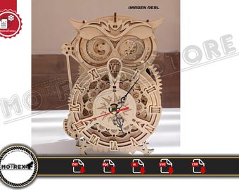 Owl puzzle clock 3mm cnc laser cut file Dxf, Ai, Cdr, Pdf, Svg. Etc