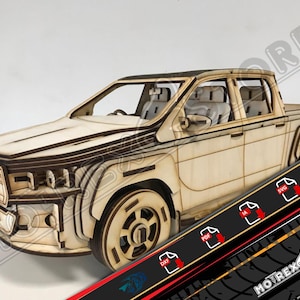 Toyota hilux zmodyfikowana, 3mm, cięcie laserowe CNC, pliki Dxf, Ai, Cdr, Pdf, Svg. Itp