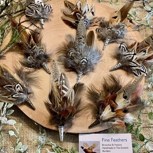 Pheasant feather hat pins and brooches image 1