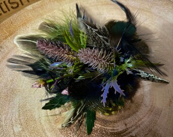 Beautiful bespoke feather brooches and hat pins handmade in the Scottish Borders