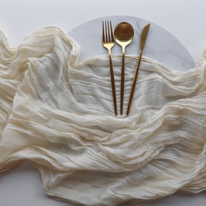 Beige Gauze Cheesecloth Table Runner for Rustic Boho Wedding Decor - Light Beige Gauze Table Runners - Cheesecloth Table Runner- Boho Decor