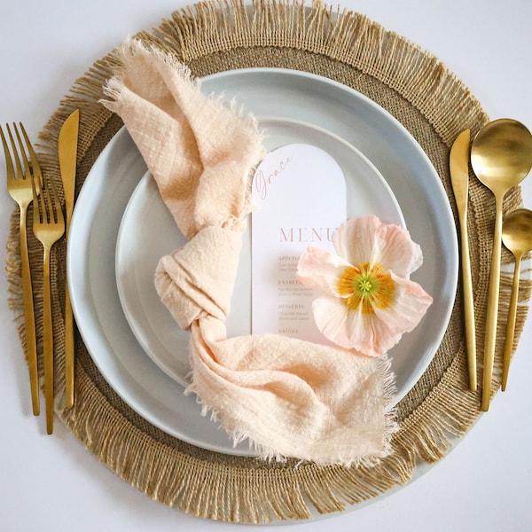 Peach Napkins - Cloth Napkins Modern - Wedding Napkins - Reusable Napkins - Cloth Napkins Cotton - Rustic Wedding Napkins - Cheesecloth