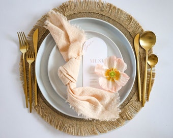 Peach Napkins - Cloth Napkins Modern - Wedding Napkins - Reusable Napkins - Cloth Napkins Cotton - Rustic Wedding Napkins - Cheesecloth