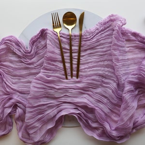 Boho Rustic Handmade Cheesecloth Wedding Runner in Purple Gauze -  Purple Gauze Table Runners Handmade - Cheesecloth Table Runner