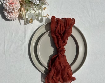 Terracotta Rust Gauze Napkins - Cloth Napkins Modern - Wedding Napkins - Reusable Napkins -Cloth Napkins Cheesecloth -Rustic Wedding Napkins