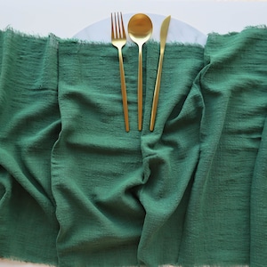 Rustic Forest Green Handmade Cotton Table Runner for Boho Wedding Decor - Cotton Table Runner- Table Runners Wedding - Boho Wedding Decor
