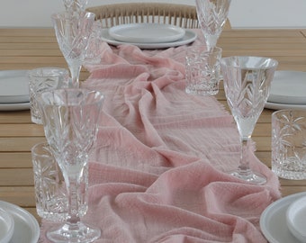 Pale Pink Table Runners Handmade - Pink Table Runner- Table Runners Wedding - Rustic Wedding - Boho