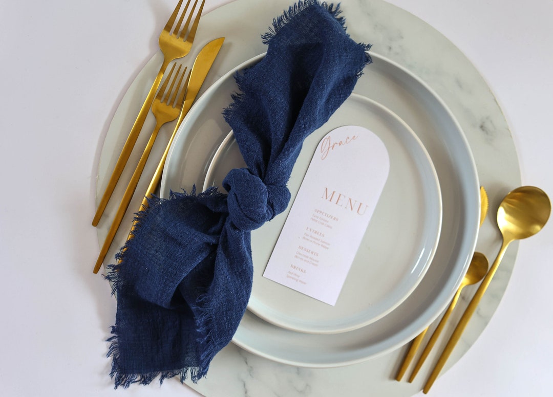 Navy Blue Napkins Cloth Napkins Modern Wedding Napkins Reusable Napkins