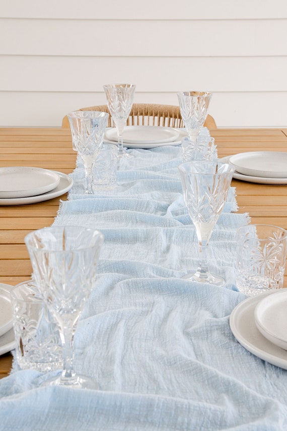 Baby Blue Table Runners Handmade Cotton Table Runner Table Etsy Australia