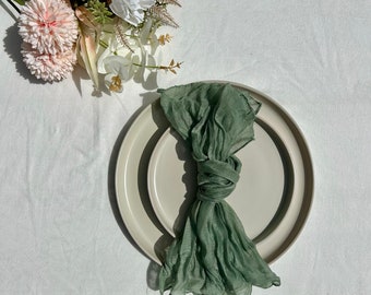 Sage Green Gauze Napkins - Cloth Napkins Modern - Wedding Napkins - Reusable Napkins - Cloth Napkins Cheesecloth - Rustic Wedding Napkins