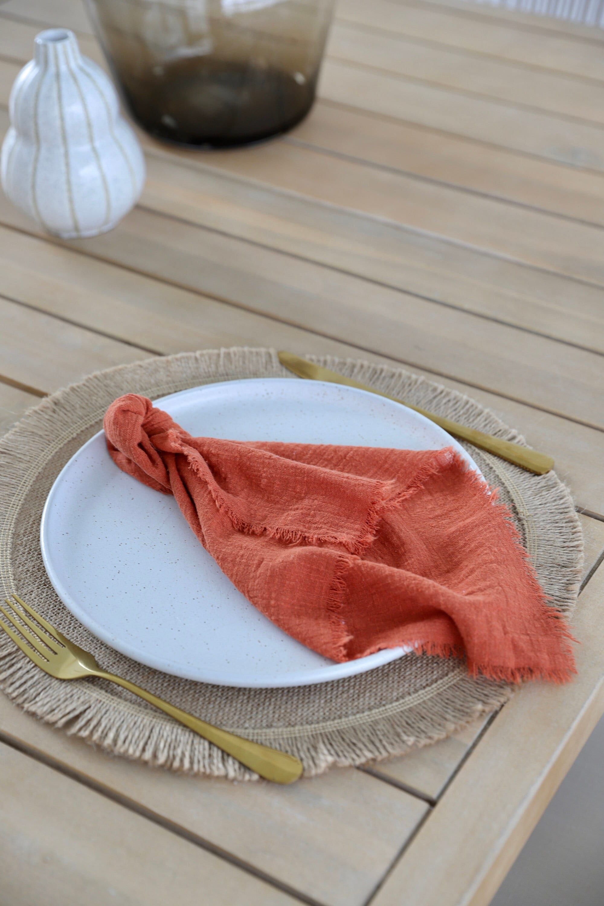 50 Pcs Rust Cotton Napkins, Handmade Custom Size Napkins Available