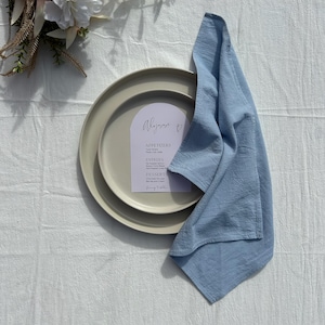 Stone Blue Cotton Wedding Napkins Rustic Decor Linen Cloth- Wedding Decor,  Cotton Fabric, Linen Napkins, Seamed Cotton Napkins