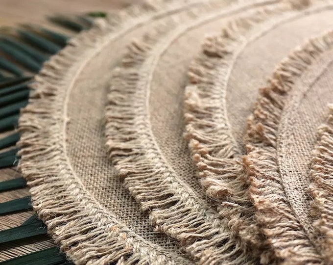 Fringe Placemats Rattan Placemats Boho Wedding Rustic Etsy