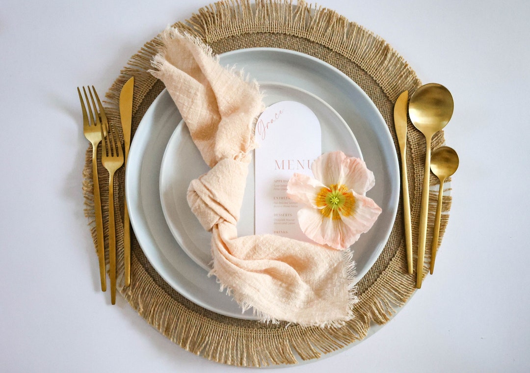 Peach Napkins Cloth Napkins Modern Wedding Napkins Reusable