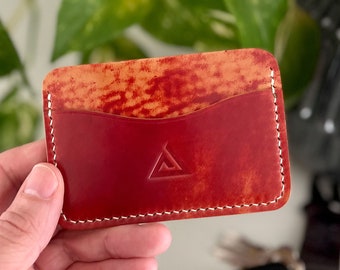 Handmade Shell Cordovan wallet, Rocado leather from Italy, minimalist, gift for him or her