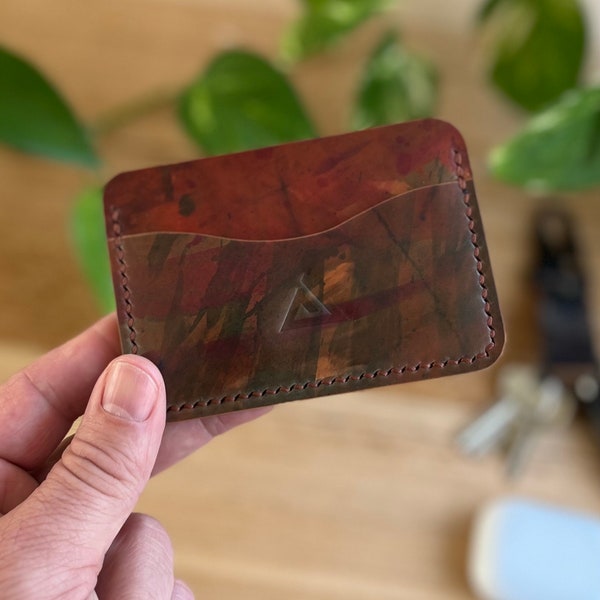 Handmade Shell Cordovan wallet, Rocado leather from Italy, minimalist, gift for him or her