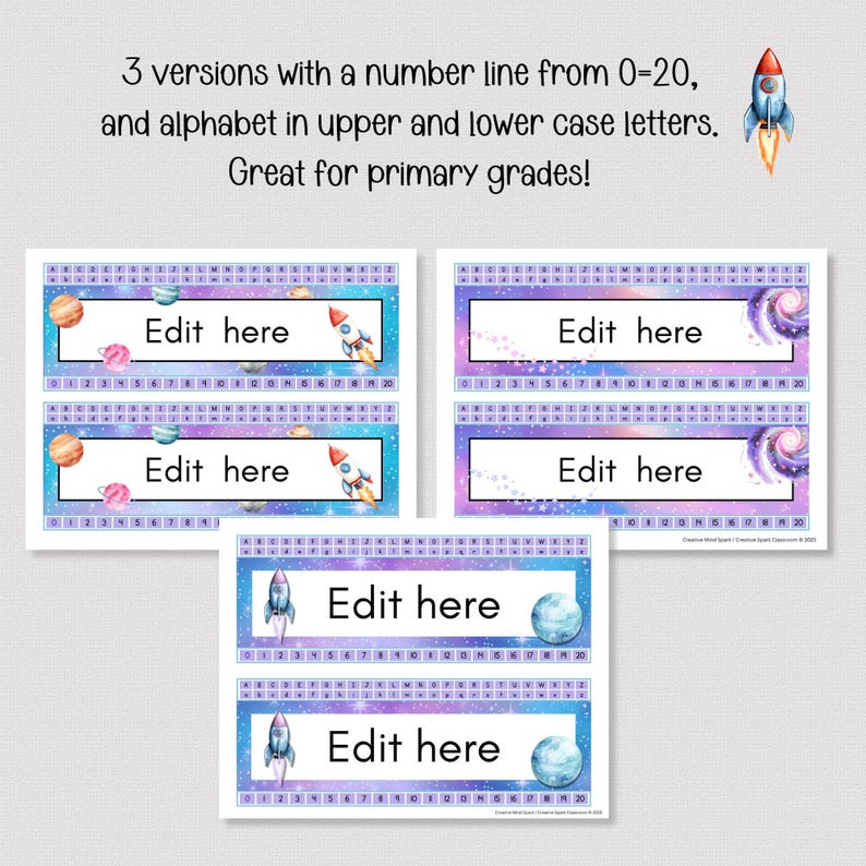 SPACE THEME DESK Name Tags, Editable Outer Space Desk Name Plates ...