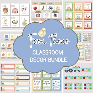 FARM THEME Classroom Decor Bundle, Printable Farm Theme Classroom Decor, Preschool, Kindergarten, Primary, Homeschool, Back to School