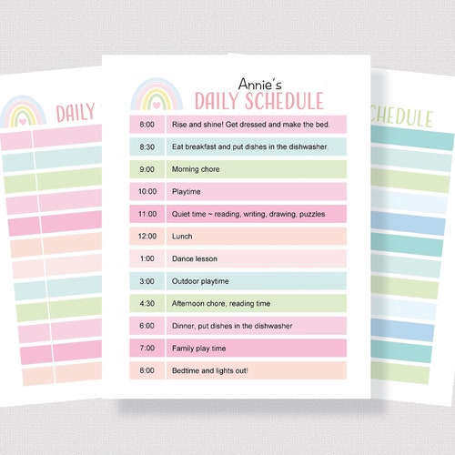 DAILY SCHEDULE for KIDS Printable Editable Daily Schedule - Etsy
